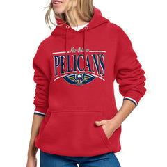 Red New Orleans Pelicans Starter Women's Arch Stripe Fleece Hoodie | NBA