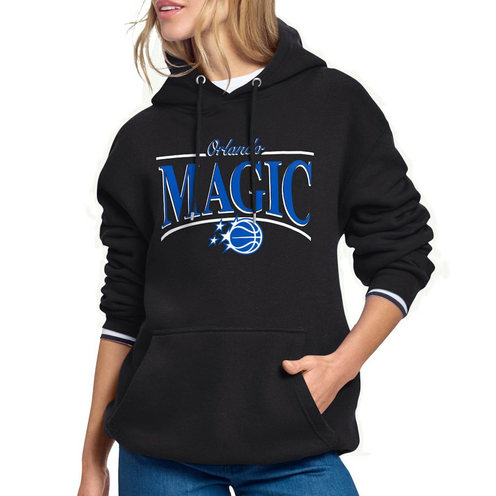 Black Orlando Magic Starter Women's Arch Stripe Fleece Hoodie | NBA