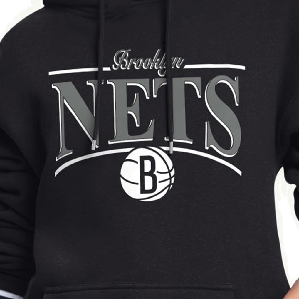 Black Brooklyn Nets Starter Women's Arch Stripe Fleece Hoodie | NBA
