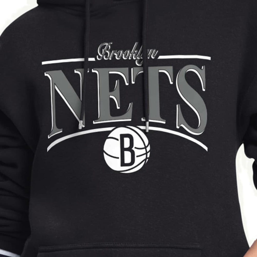 Black Brooklyn Nets Starter Women's Arch Stripe Fleece Hoodie | NBA