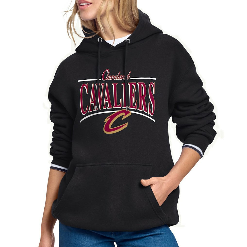 Black Cleveland Cavaliers Starter Women's Arch Stripe Fleece Hoodie sale | NBA