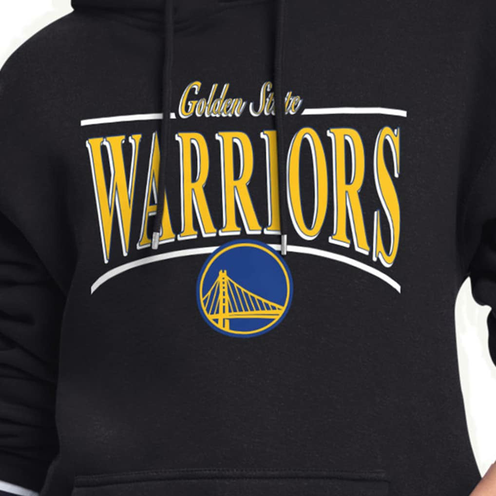 Black Golden State Warriors Starter Women's Arch Stripe Fleece Hoodie sale | NBA