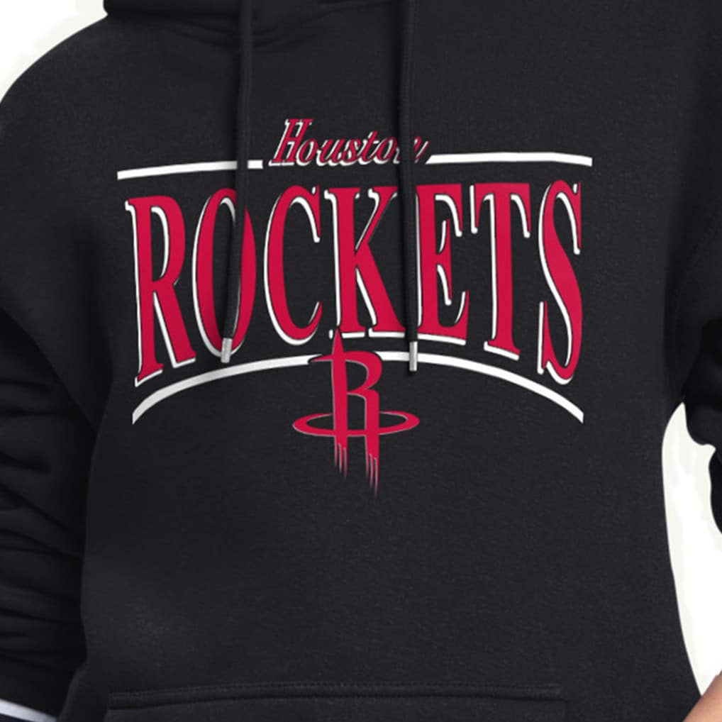 Black Houston Rockets Starter Women's Arch Stripe Fleece Hoodie sale | NBA