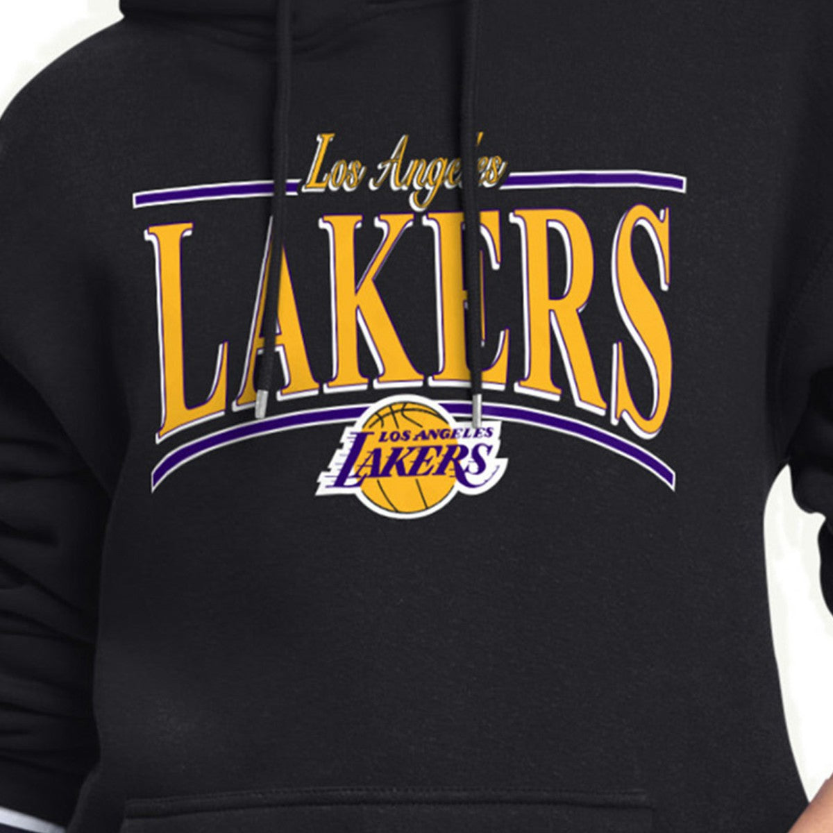 Black Los Angeles Lakers Starter Women's Arch Stripe Fleece Hoodie | NBA