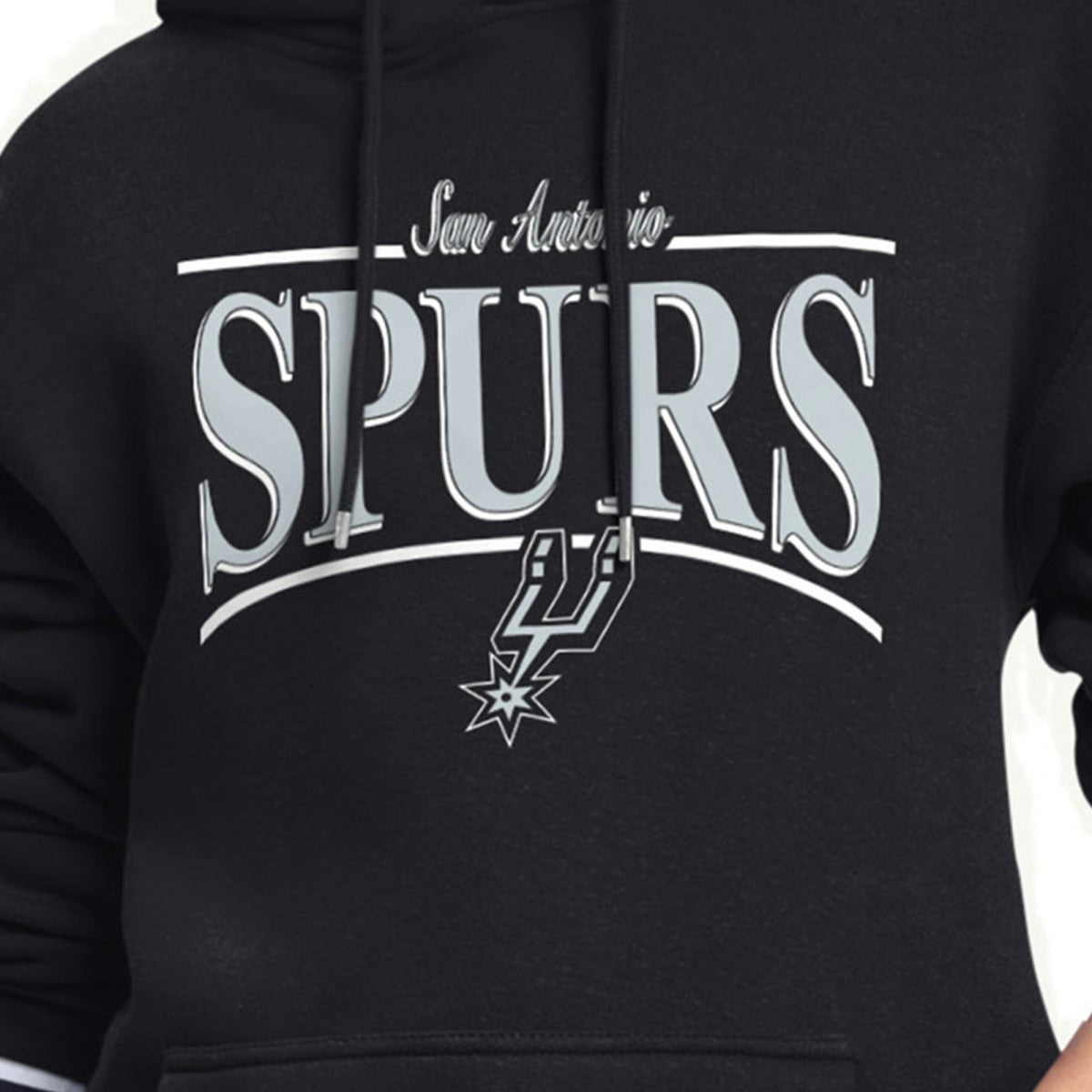 Black San Antonio Spurs Starter Women's Arch Stripe Fleece Hoodie | NBA
