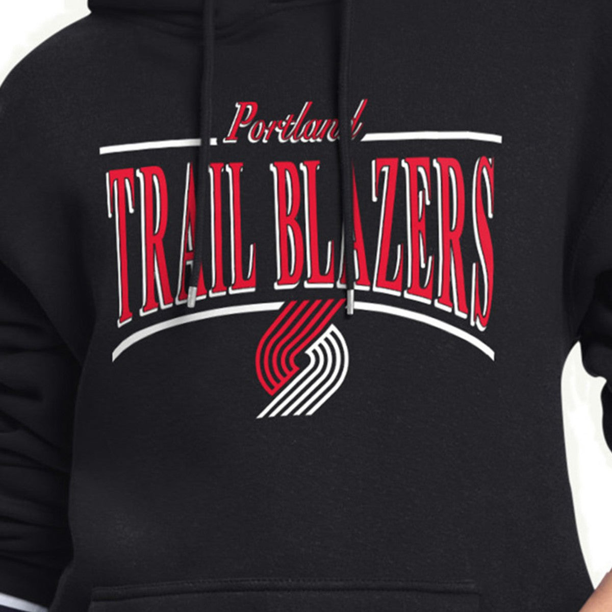 Black Portland Trail Blazers Starter Women's Arch Stripe Fleece Hoodie | NBA