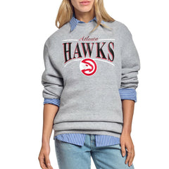 Gray Atlanta Hawks Starter Women's Arch Stripe Fleece Crewneck Sweatshirt | NBA