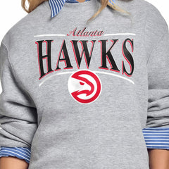 Gray Atlanta Hawks Starter Women's Arch Stripe Fleece Crewneck Sweatshirt | NBA