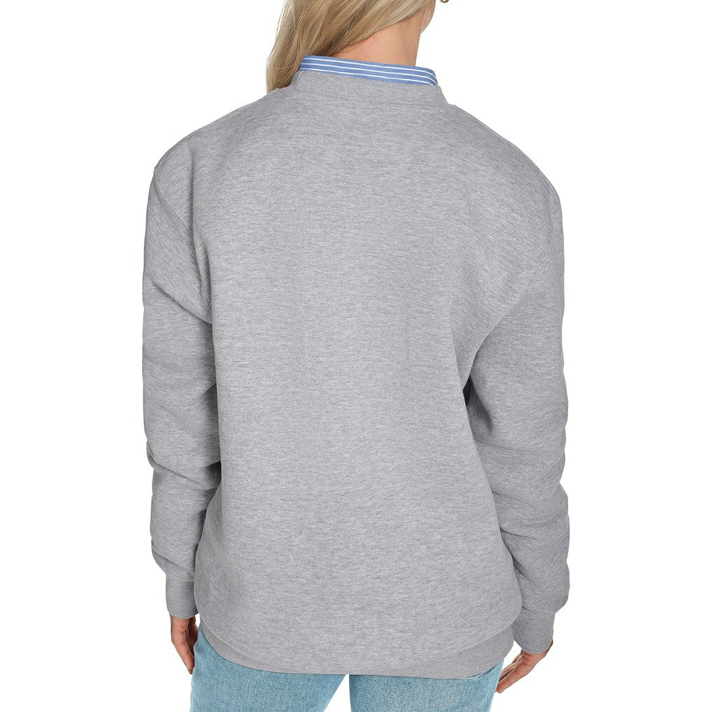 Gray Brooklyn Nets Starter Women's Arch Stripe Fleece Crewneck Sweatshirt | NBA