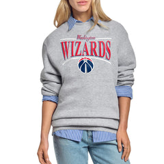 Gray Washington Wizards Starter Women's Arch Stripe Fleece Crewneck Sweatshirt | NBA