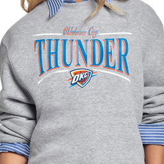 Gray Oklahoma City Thunder Starter Women's Arch Stripe Fleece Crewneck Sweatshirt | NBA
