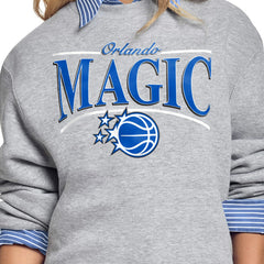 Gray Orlando Magic Starter Women's Arch Stripe Fleece Crewneck Sweatshirt | NBA