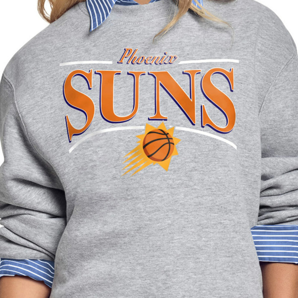 Gray Phoenix Suns Starter Women's Arch Stripe Fleece Crewneck Sweatshirt | NBA