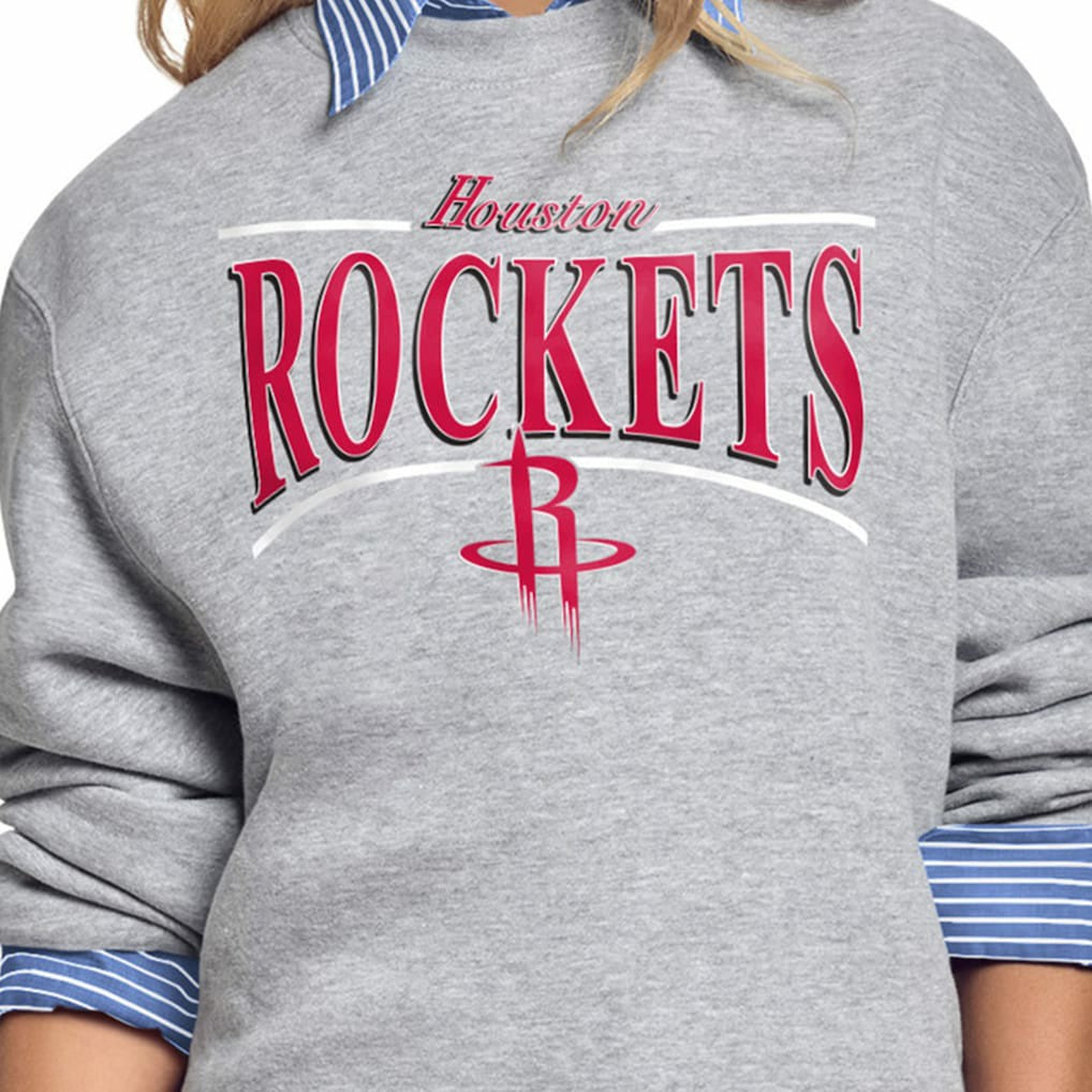 Gray Houston Rockets Starter Women's Arch Stripe Fleece Crewneck Sweatshirt sale | NBA