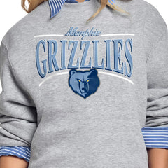 Gray Memphis Grizzlies Starter Women's Arch Stripe Fleece Crewneck Sweatshirt | NBA