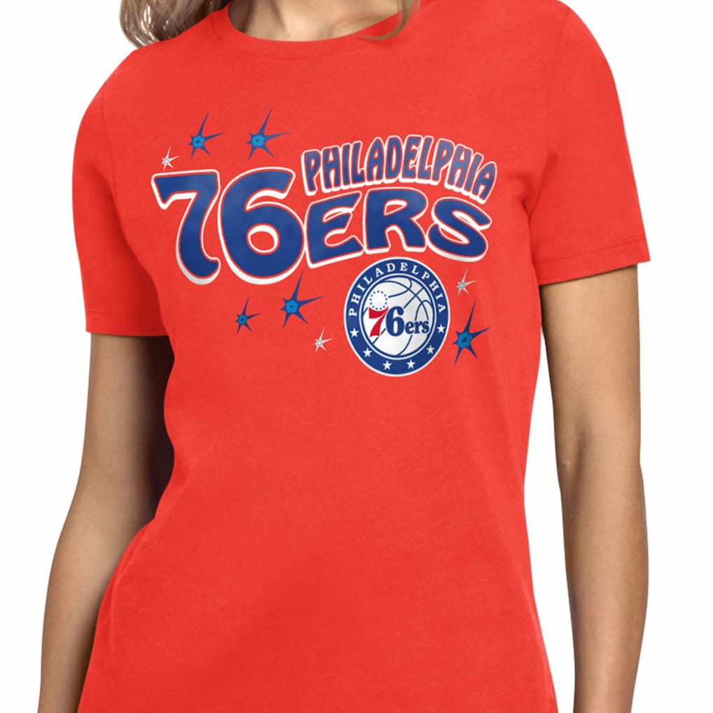 Red Philadelphia 76ers Starter Women's Fireworks T-Shirt | NBA