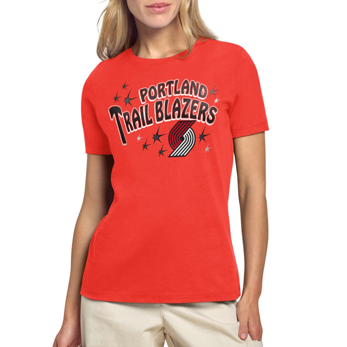 Red Portland Trail Blazers Starter Women's Fireworks T-Shirt | NBA