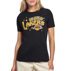Black Los Angeles Lakers Starter Women's Fireworks T-Shirt | NBA