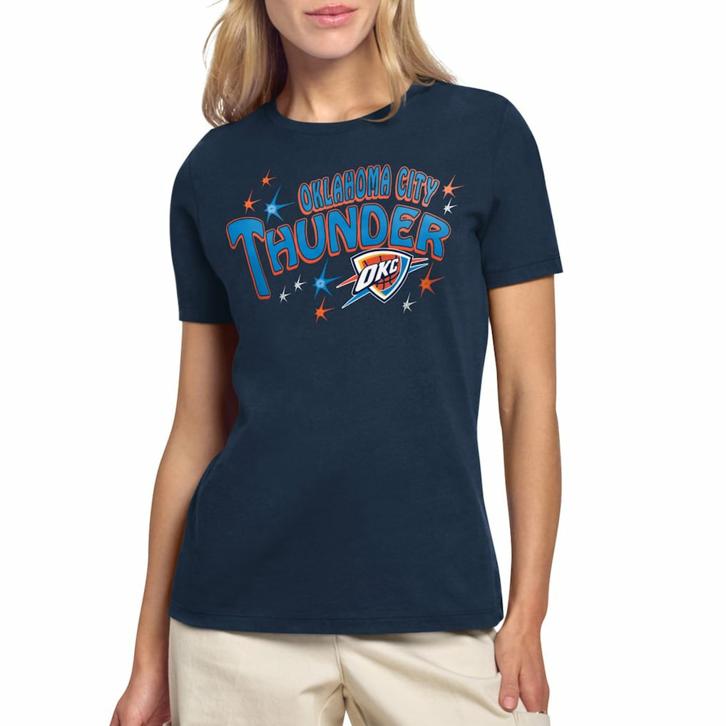 Navy Oklahoma City Thunder Starter Women's Fireworks T-Shirt | NBA