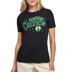 Black Boston Celtics Starter Women's Fireworks T-Shirt | NBA