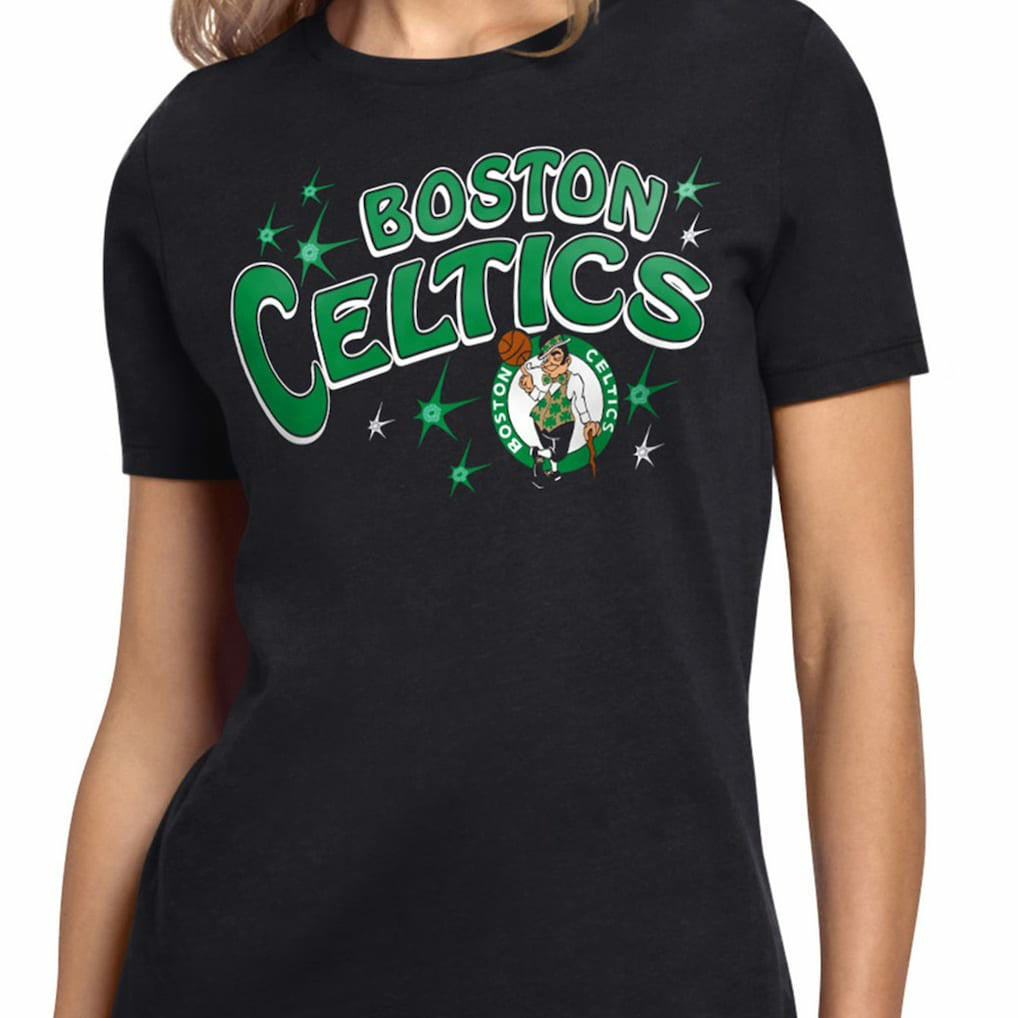 Black Boston Celtics Starter Women's Fireworks T-Shirt | NBA