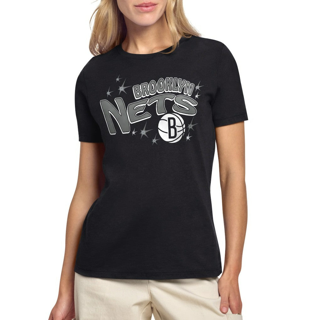 Black Brooklyn Nets Starter Women's Fireworks T-Shirt | NBA