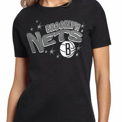 Black Brooklyn Nets Starter Women's Fireworks T-Shirt | NBA