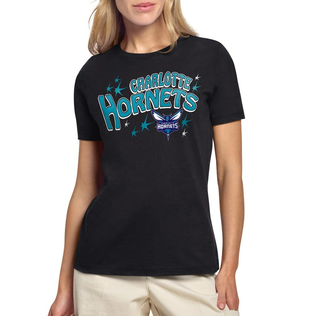 Black Charlotte Hornets Starter Women's Fireworks T-Shirt | NBA