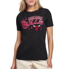 Black Chicago Bulls Starter Women's Fireworks T-Shirt sale | NBA