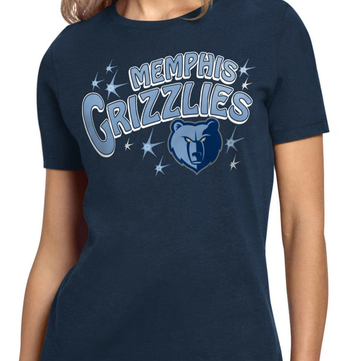 Navy Memphis Grizzlies Starter Women's Fireworks T-Shirt | NBA