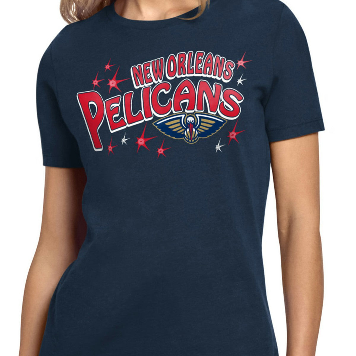Navy New Orleans Pelicans Starter Women's Fireworks T-Shirt | NBA