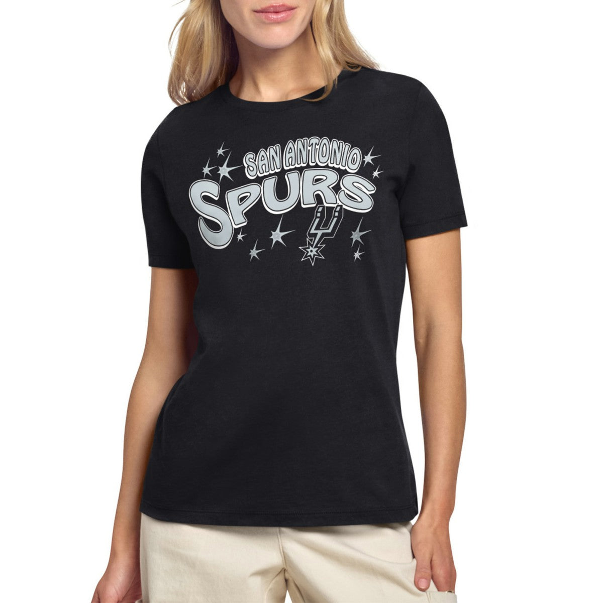 Black San Antonio Spurs Starter Women's Fireworks T-Shirt | NBA