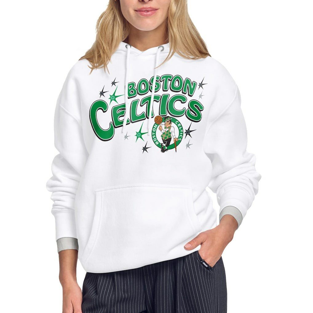 White Boston Celtics Starter Women's Fireworks Fleece Hoodie | NBA