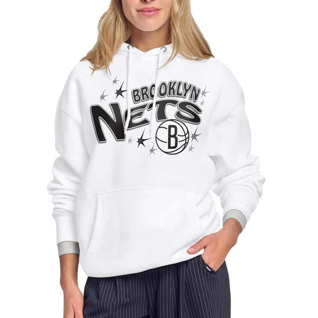 White Brooklyn Nets Starter Women's Fireworks Fleece Hoodie | NBA