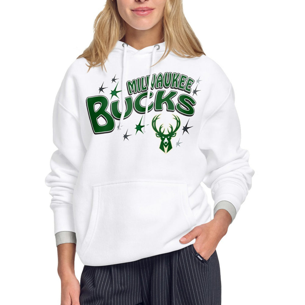 White Milwaukee Bucks Starter Women's Fireworks Fleece Hoodie | NBA