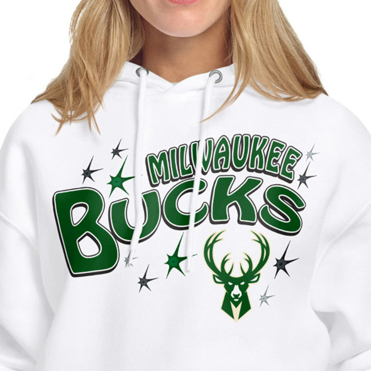 White Milwaukee Bucks Starter Women's Fireworks Fleece Hoodie | NBA
