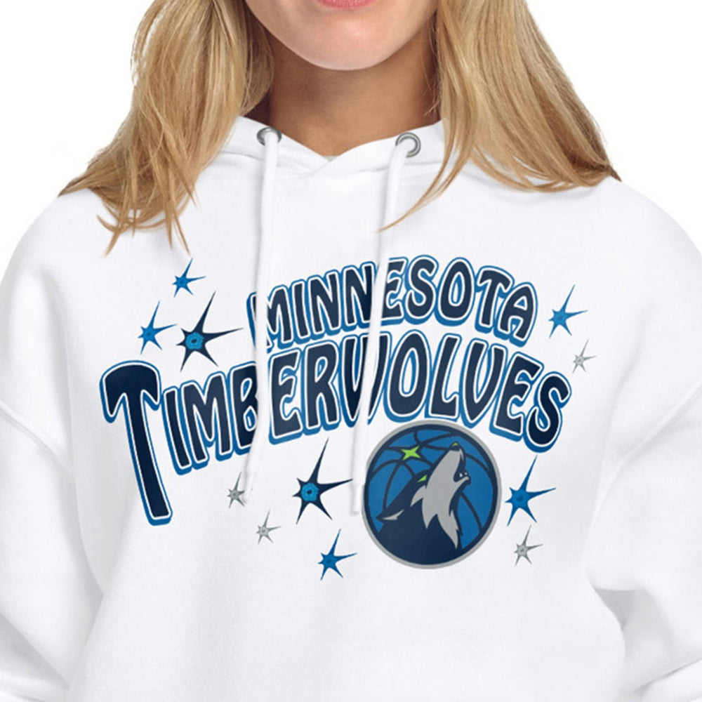 White Minnesota Timberwolves Starter Women's Fireworks Fleece Hoodie | NBA