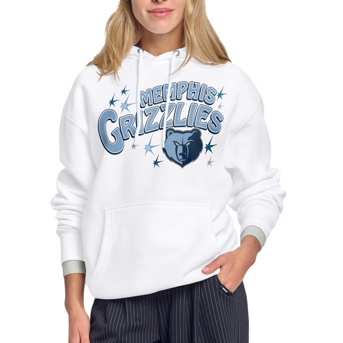 White Memphis Grizzlies Starter Women's Fireworks Fleece Hoodie | NBA