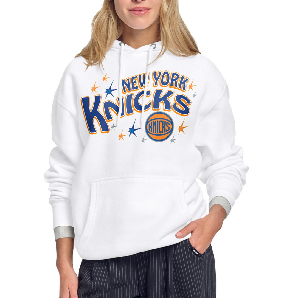 White New York Knicks Starter Women's Fireworks Fleece Hoodie | NBA