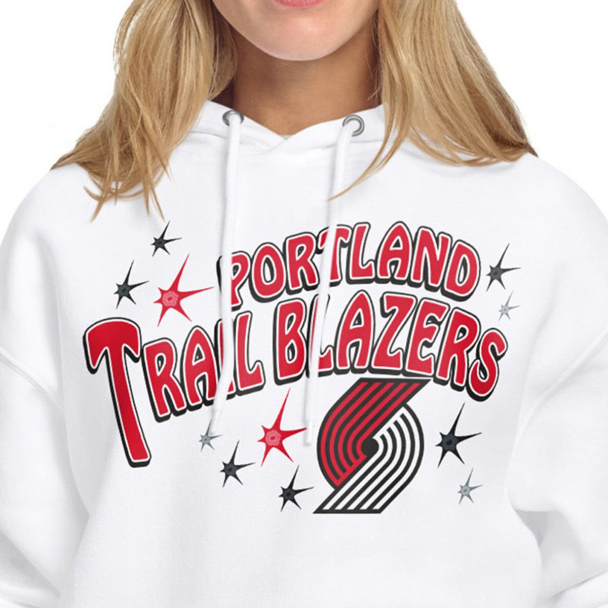 White Portland Trail Blazers Starter Women's Fireworks Fleece Hoodie | NBA