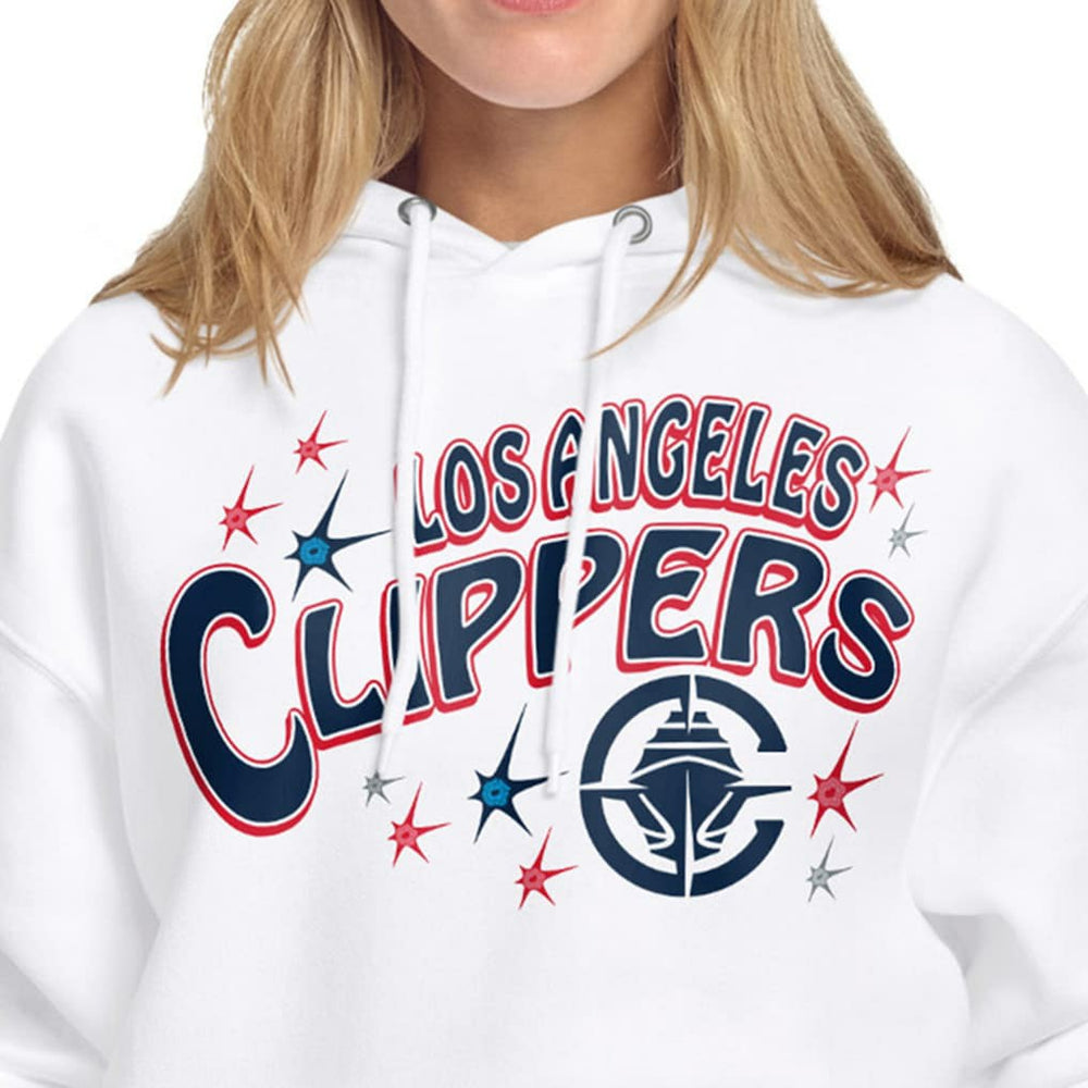 White LA Clippers Starter Women's Fireworks Fleece Hoodie | NBA