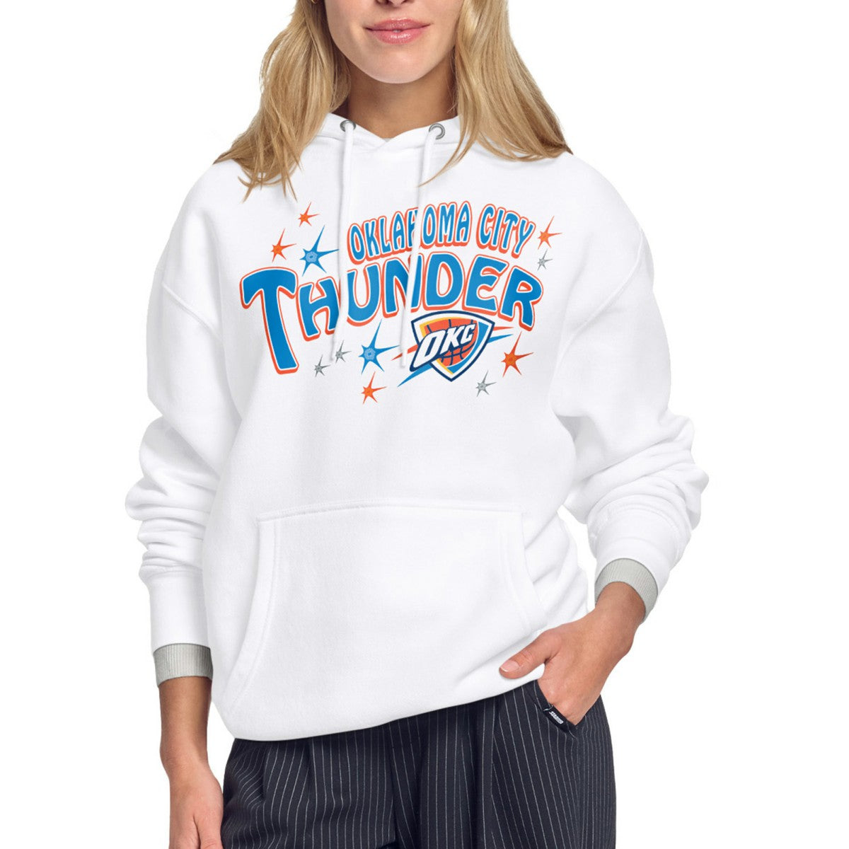 White Oklahoma City Thunder Starter Women's Fireworks Fleece Hoodie | NBA