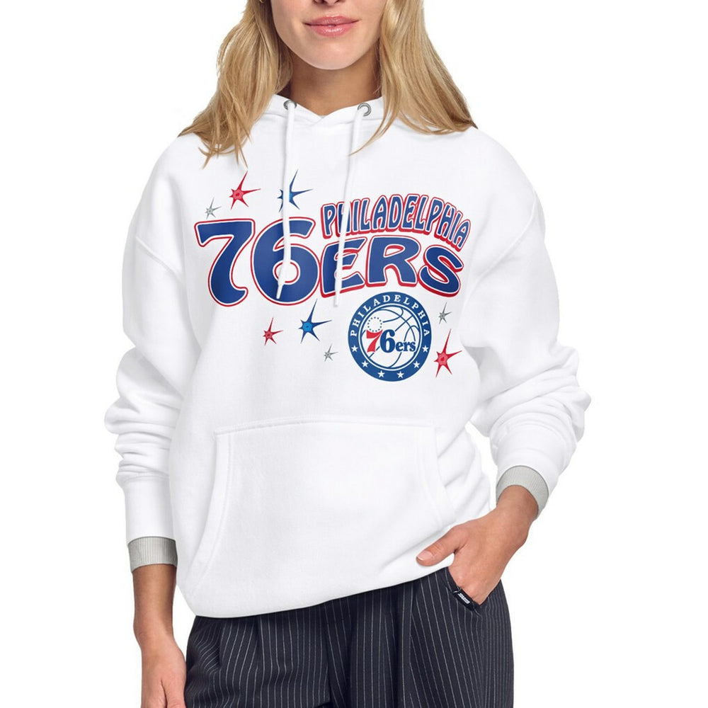 White Philadelphia 76ers Starter Women's Fireworks Fleece Hoodie | NBA