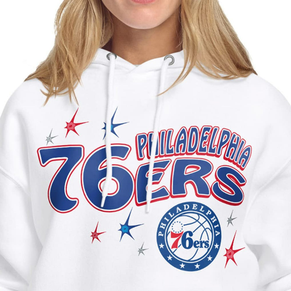 White Philadelphia 76ers Starter Women's Fireworks Fleece Hoodie | NBA