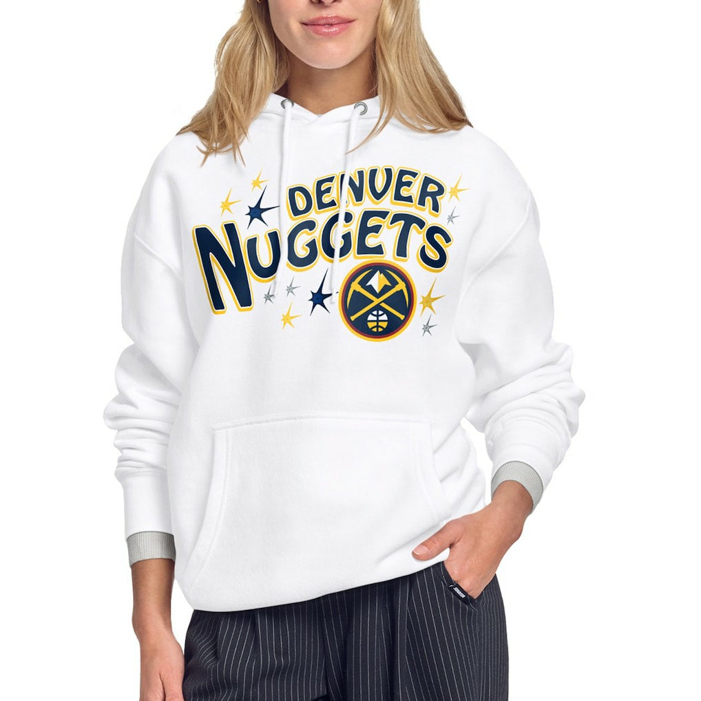White Denver Nuggets Starter Women's Fireworks Fleece Hoodie sale | NBA