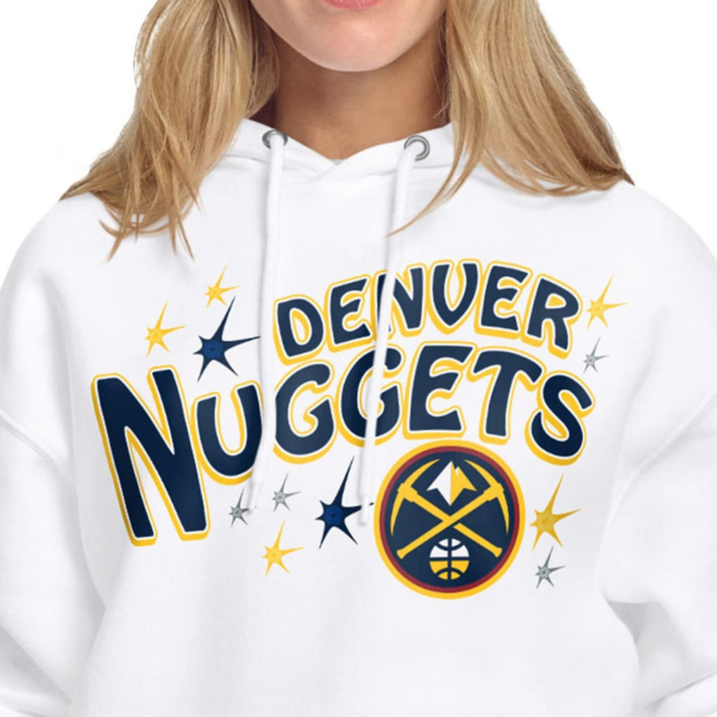White Denver Nuggets Starter Women's Fireworks Fleece Hoodie sale | NBA