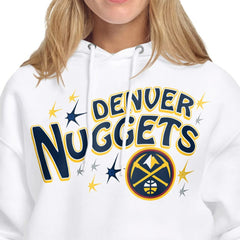 White Denver Nuggets Starter Women's Fireworks Fleece Hoodie sale | NBA