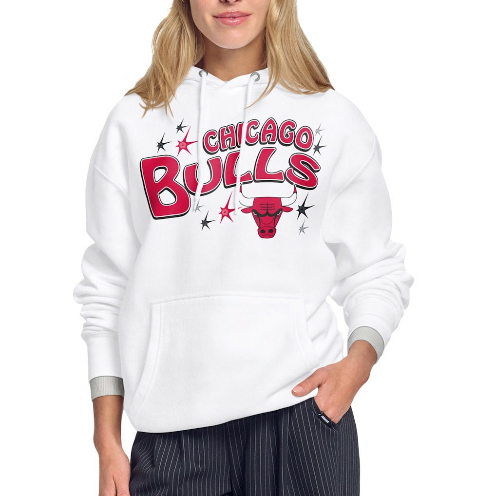 White Chicago Bulls Starter Women's Fireworks Fleece Hoodie | NBA