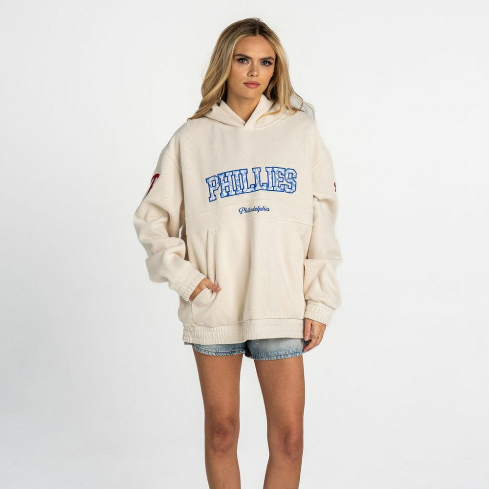 Philadelphia Phillies The Wild Collective Women's Oversized Cord Hoodie - MLB Hoodies