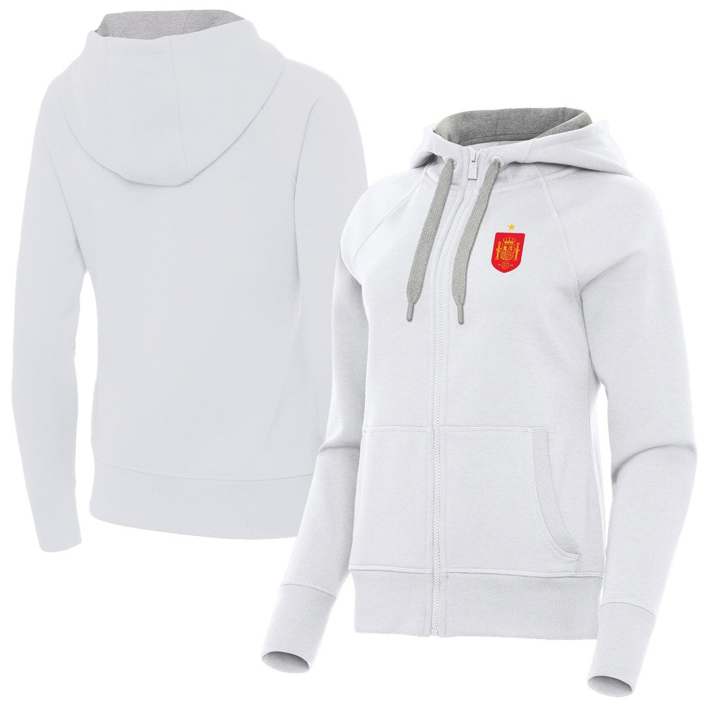 Spain National Team Antigua Women's Takeover Fleece Raglan Full-Zip Hoodie